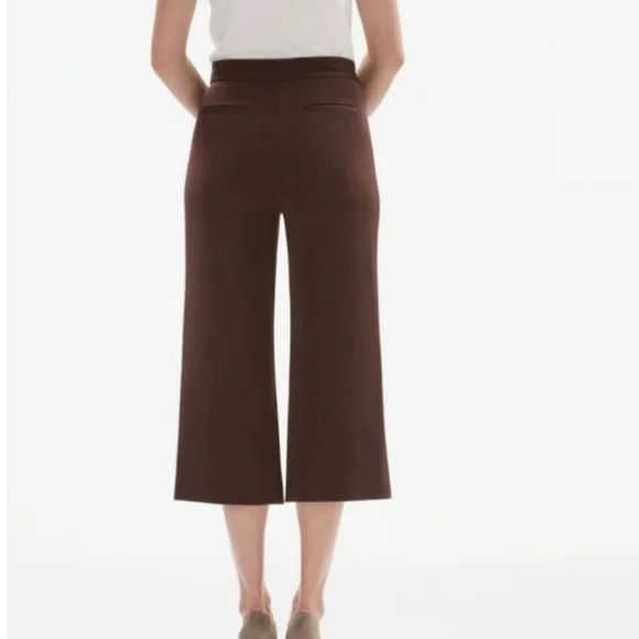 MM LAFLEUR Elegant Brown Women's The Pippa Pant Cropped Wide SZ 6 - Picture 2 of 8